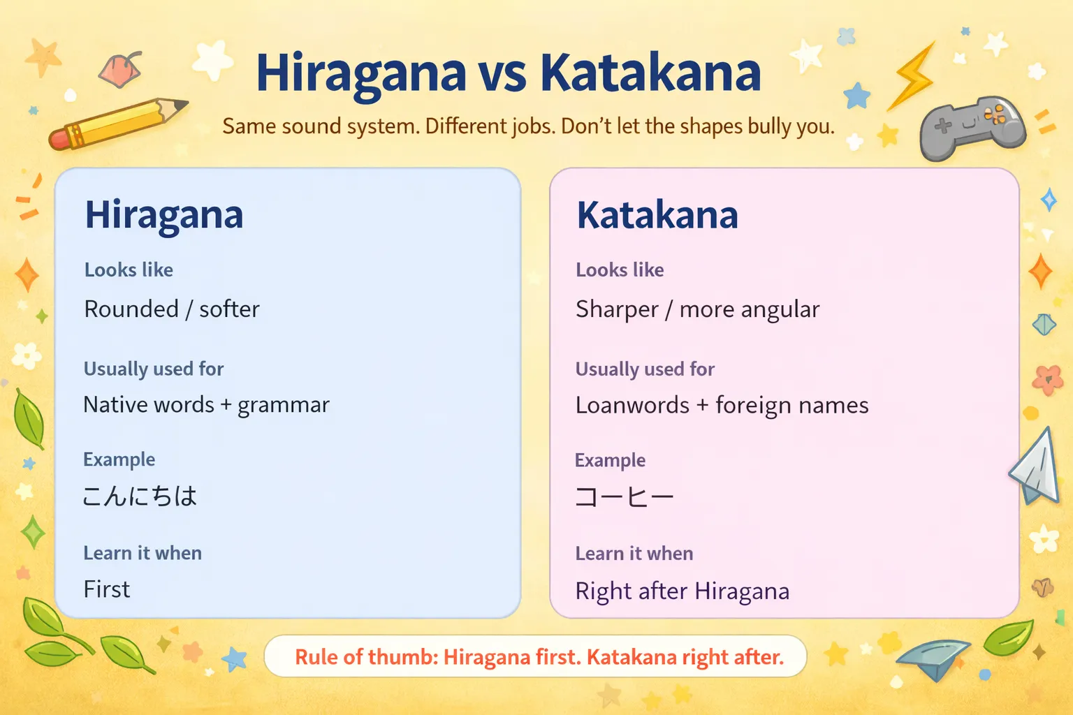 Difference between Hiragana and Katakana for beginners