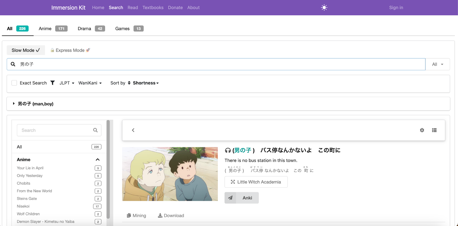 Immersion Kit (Anime Sentences + Anki)