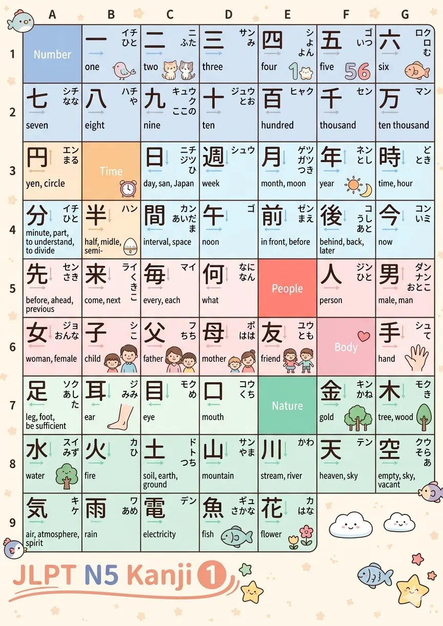 jlpt n5 kanji list